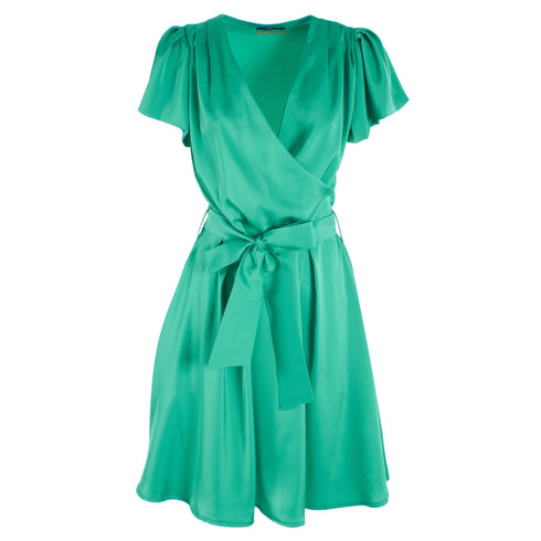 Abito Donna fluido incrociato Verde Yes Zee- Francavilla Moda